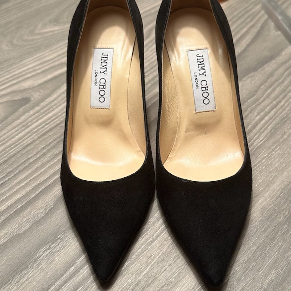 Jimmy Choo Black Suede 'Agnes' Stiletto Pumps